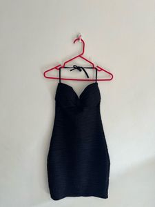 Tie Knot black Off Shoulder Mini Dress