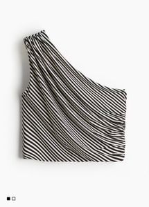 h&amp;m Striped One-Shoulder Top