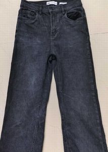 Black Wash Wide Leg Jeans For Women