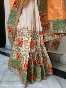 Orange And Beige Saree