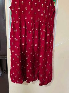Red Printed Ethnic Dress