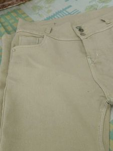Beige Straight Leg Jeans