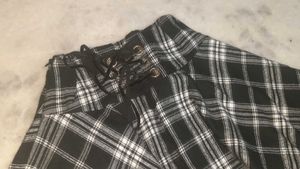GRUNGE CRISS CROSS CHECKERED SKIRT