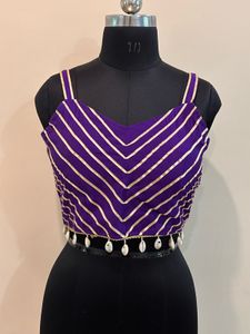 Purple Striped Shell Crop Top