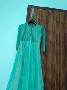 Teal Embellished Anarkali Dress(Size-M)