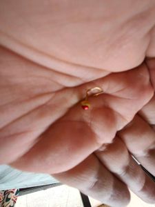 Gold Nose Ring with Red Meenakari