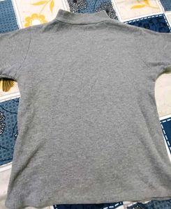 Full Round Neck Grey Ripped Top