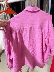 Linen Blend Pink Poplin Shirt
