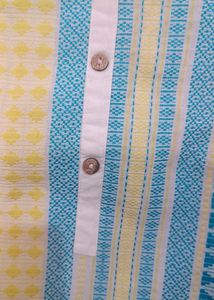 White and Blue Patterned Kurti