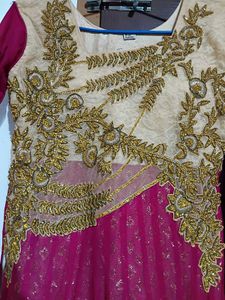 Elegant Pink &amp; Gold Anarkali