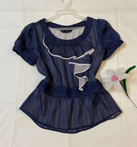 Blue Ruffle Top
