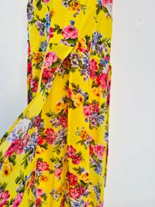 Yellow Floral Print Maxi Dress