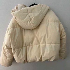 Cream Fluffy Puffer Jacket (New Condition)