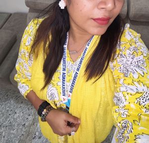 Floral Print Yellow Dress set