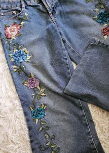 Embroidered Floral Jeans