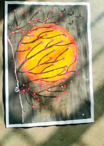 Red Moon Night Painting