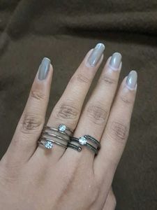 Silver Spiral Ring with Gems