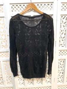 Black Crochet Laced Top By Sweet