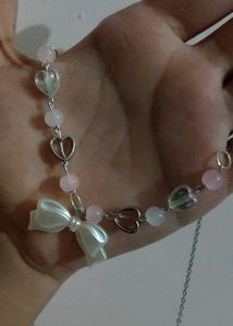 Adorable Handmade Heart & Bow Chain Necklace ✨🎀🩷