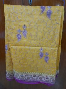 Beautiful Embroidered Yellow Saree