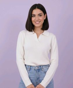 Stylish White Polo Top 🤍