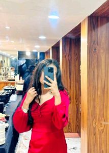 Elegant Burgundy Satin Puff Sleeve Dress❤️🎀