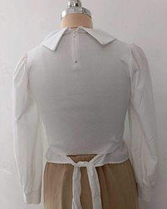 White Layered Look Long Sleeve Top
