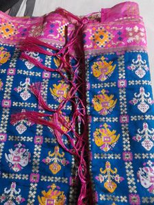 Ocean Green Duppatta With Pink Border