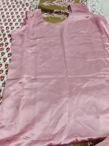 Pink Sleeveless Satin Top