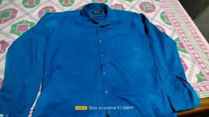 Blue Casual Button-Down Shirt
