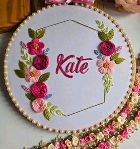 Custom Embroidered Name Hoop Art