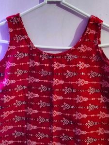 Red &amp; White Sleeveless Dress