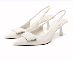 Zara white heeled slingback shoes
