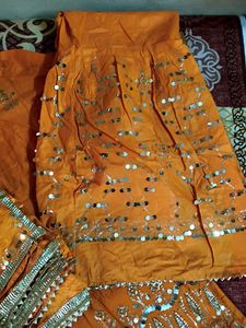 Orange Embroidered Kurta Set