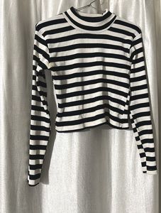 Striped Mock Neck Top