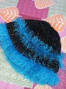 BLACK AND BLUE WOOLEN CAP (HANDMADE NEW)