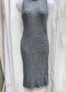 362011. Grey Ribbed Bodycon Dress