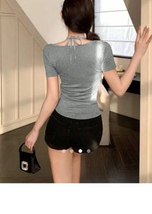 Grey Ruffle Trim Halter Top