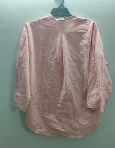 Fine Cotton Pink-White Shirt For Women