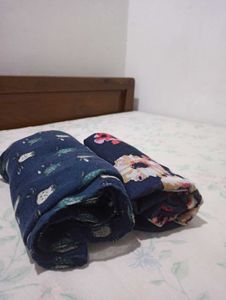 two printed hijabs