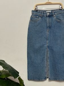 Zara Front Slit Denim Skirt