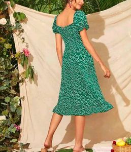 Green Floral Midi Dress
