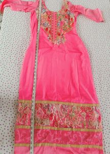 Pink Embroidered Silk Kurta