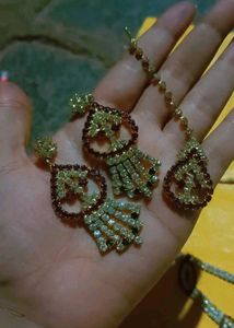Rhinestone Necklace, Earrings &amp; Maang Tikka Set