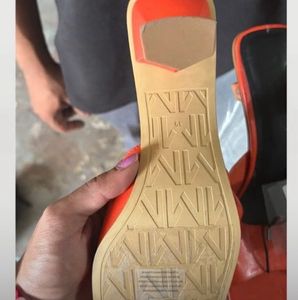MANGO Orange Block Heels