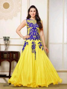 Karisma Kapoor Inspired Yellow-Blue Designer Gown
