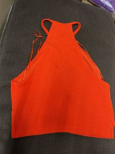 Orange Halter Neck Crop Top