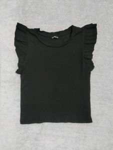 Black Ruffle Sleeve Top - Size M