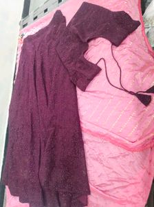 Elegant Wine Lehenga &amp; Pink Choli