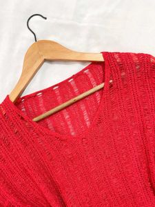 Pinterest Oversized Red Knit Top D